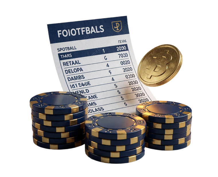 Wettschein zwischen Casino-Chips und Goldm&uuml;nze als Sinnbild f&uuml;r Casino und Sportwetten in einem Konto