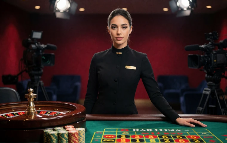 Live-Dealerin am Roulette-Tisch im Studiolicht als Beispiel f&uuml;r Live Casino mit echten Croupiers